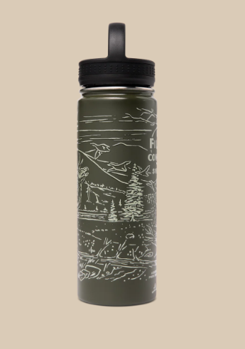 Metal Water Bottle- Green/Wildlife